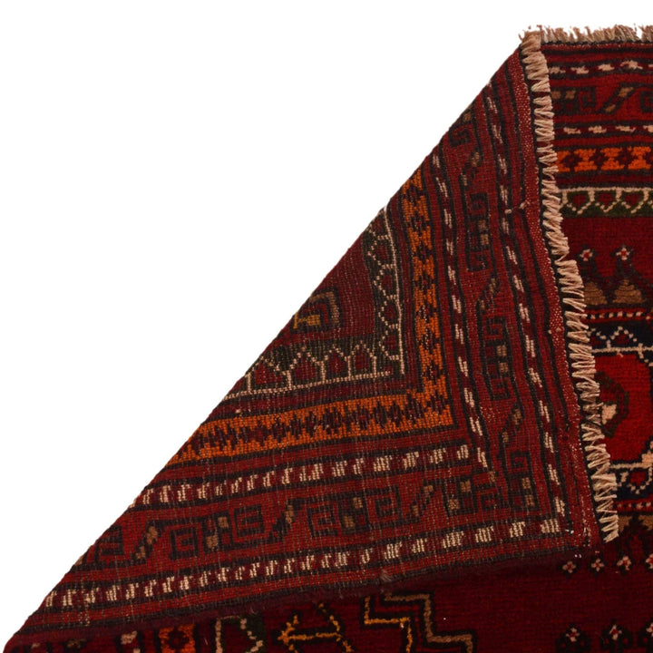 Red Afghan Baluchi Rug 2' 11" x 6' 2" Hand-Knotted | No. AL37249