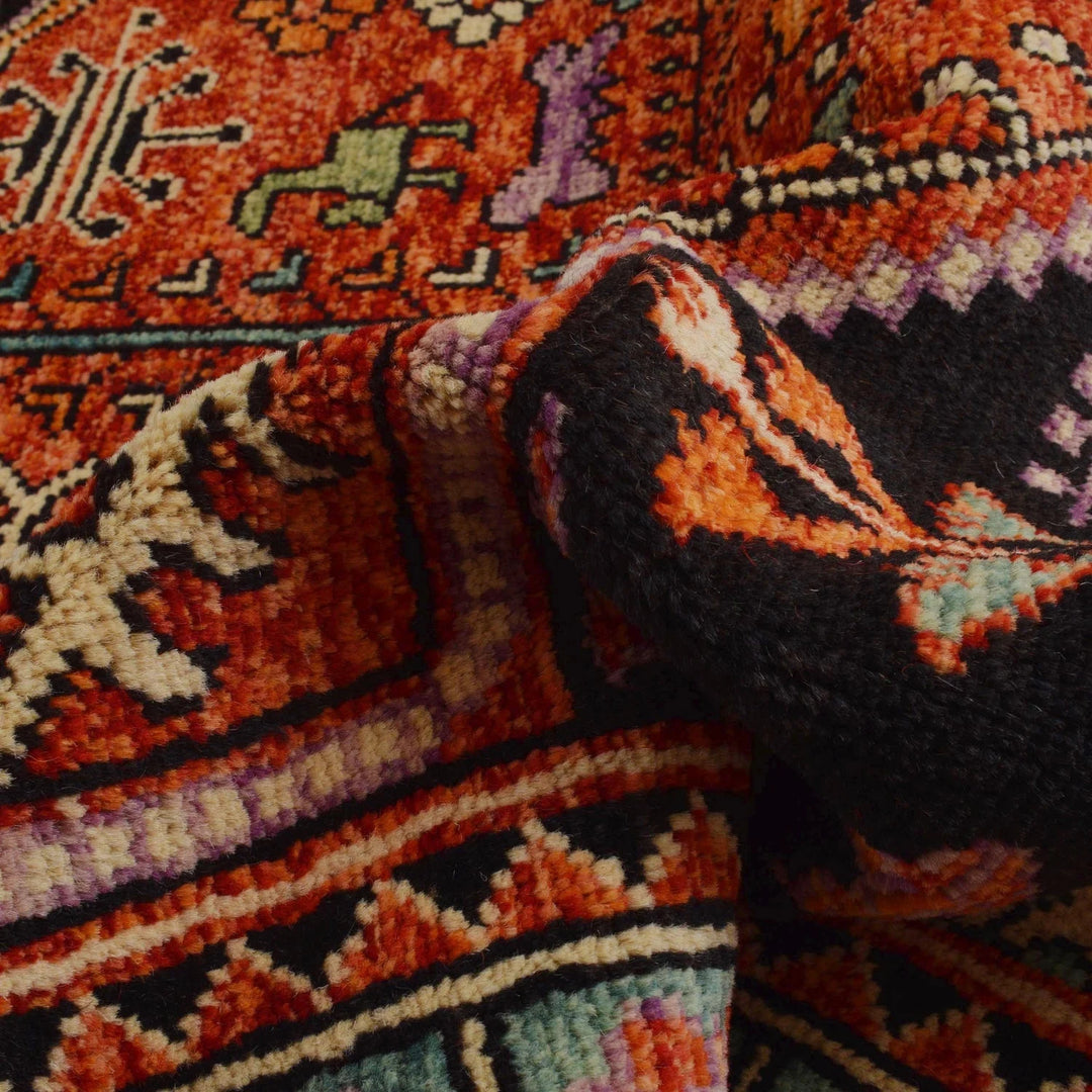 Red Afghan Shirazi Rug 6' 10" x 9' 8" Hand-Knotted | No. AL37262
