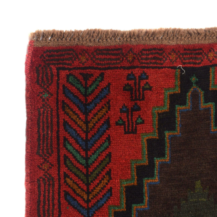 Red Afghan Baluchi Rug 2' 9" x 9' 9" Hand-Knotted | No. AL37405