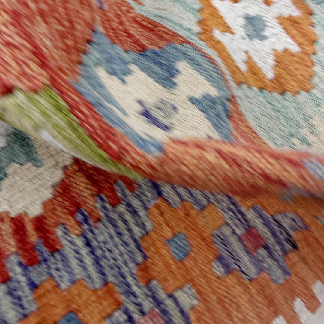 Afghan Vegetable Kilim Rug 5' 0" x 6' 6" Flat-Weave | No. AL374142