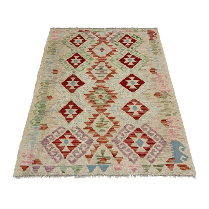 Afghan Vegetable Kilim Rug 2' 11" x 4' 5" Flat-Weave | No. AL374187