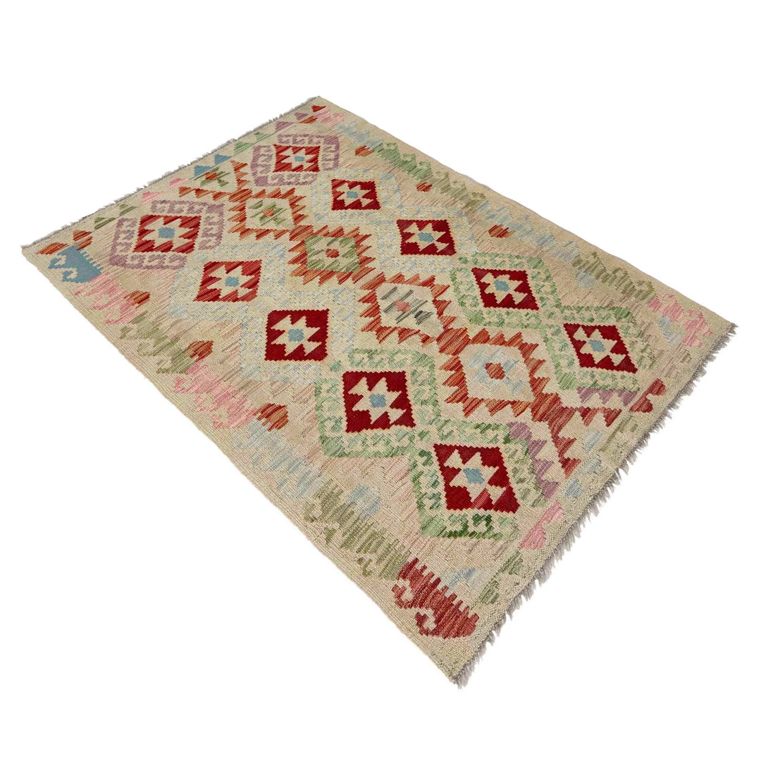 Afghan Vegetable Kilim Rug 2' 11" x 4' 5" Flat-Weave | No. AL374187