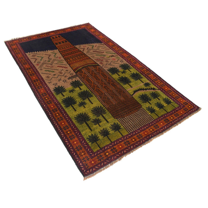Afghan Pictorial Rug 4' 2" x 6' 7" Hand-Knotted | No. AL37450