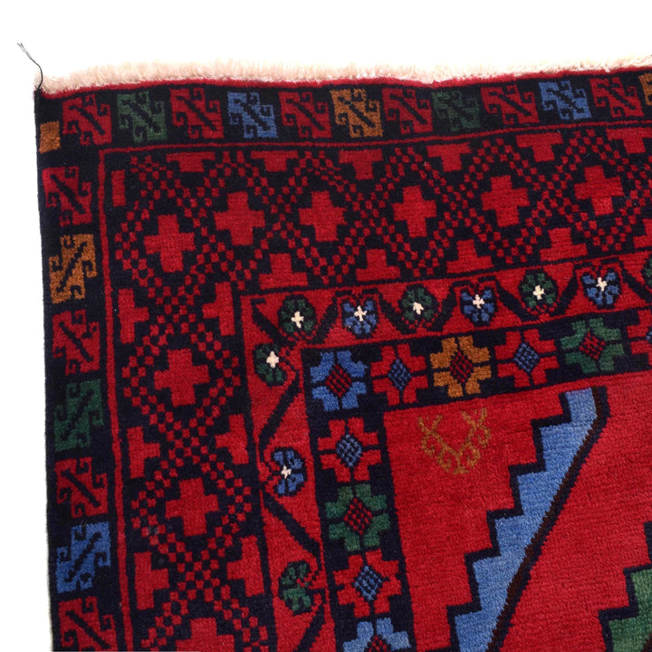 Red Afghan Baluchi Rug 8' 8" x 11' 4" Hand-Knotted | No. AL37495