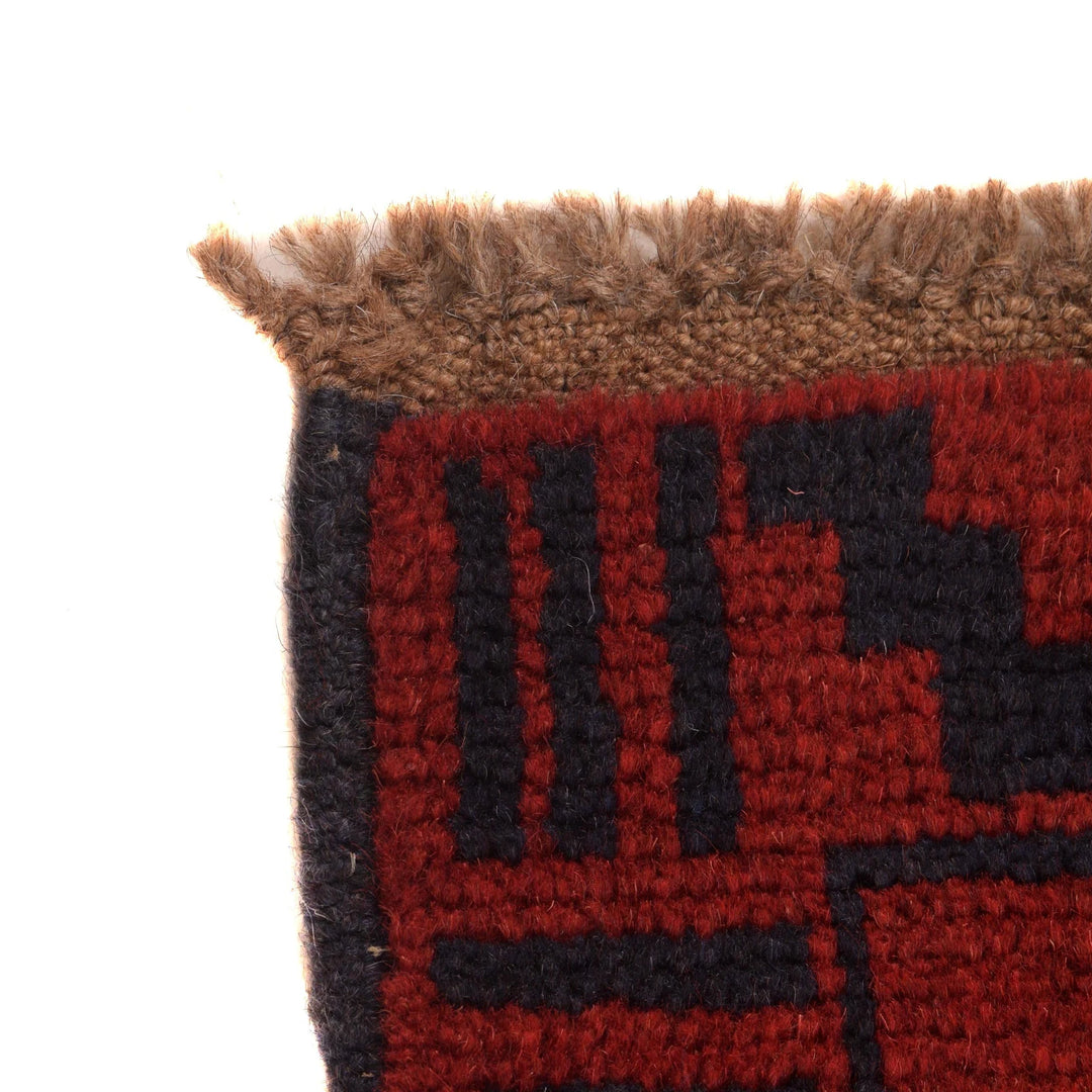 Red Afghan Baluchi Rug 2' 8" x 4' 4" Hand-Knotted | No. AL37522