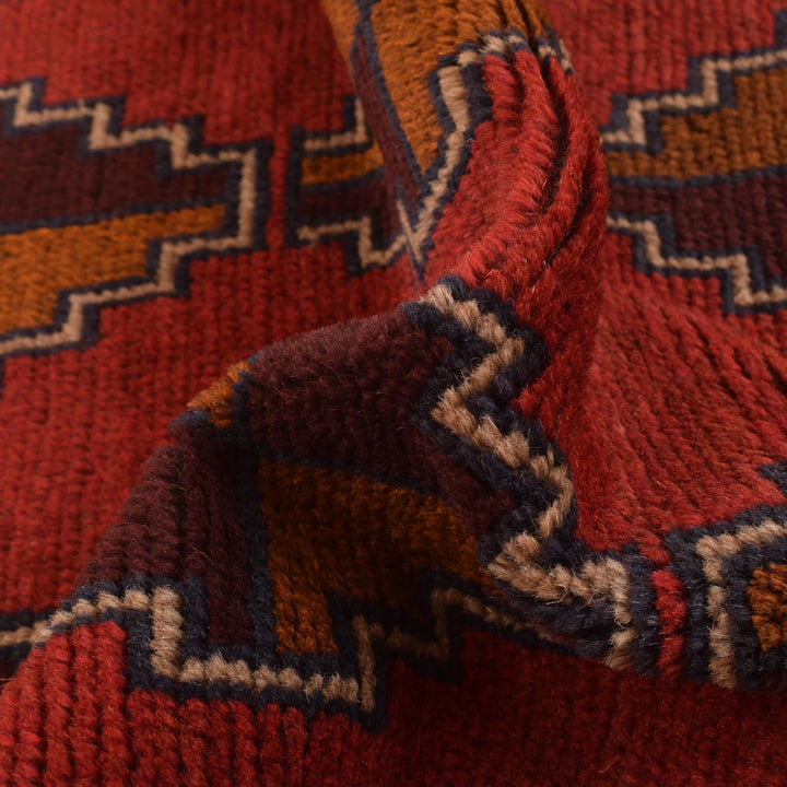 Red Afghan Baluchi Rug 2' 8" x 4' 4" Hand-Knotted | No. AL37522