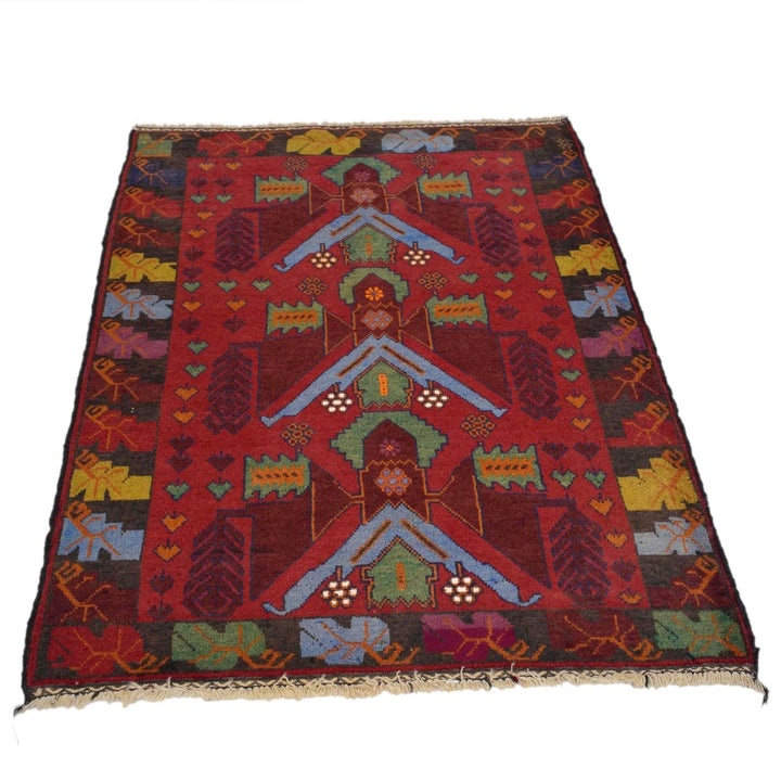 Afghan Baluchi Rug 3' 1" x 4' 6" Hand-Knotted | No. AL37581