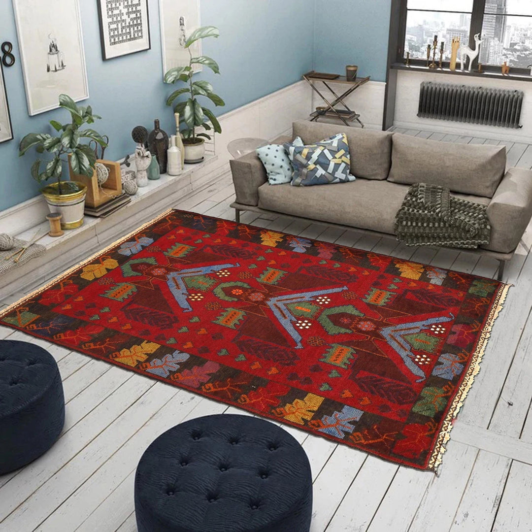 Afghan Baluchi Rug 3' 1" x 4' 6" Hand-Knotted | No. AL37581