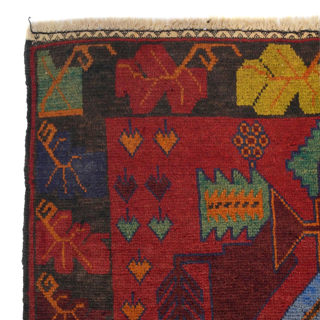 Afghan Baluchi Rug 3' 1" x 4' 6" Hand-Knotted | No. AL37581