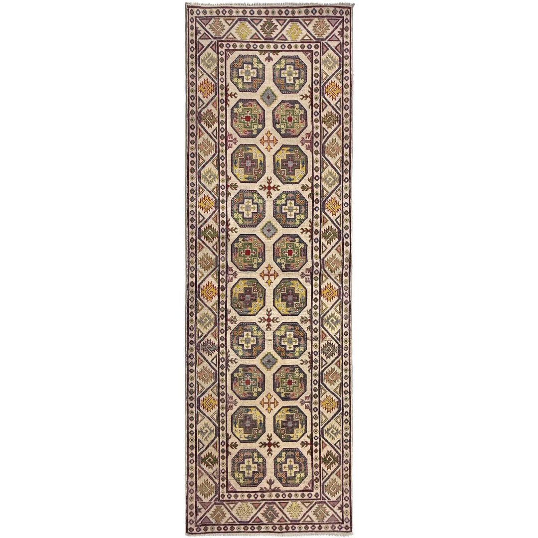 Beige Afghan Waziri Runner Rug 3' 3" x 9' 9" Hand-Knotted | No. AL37606