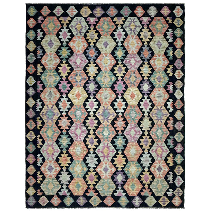 Afghan Vegetable Kilim Rug 6' 8" x 9' 7" Flat-Weave | No. AL376099