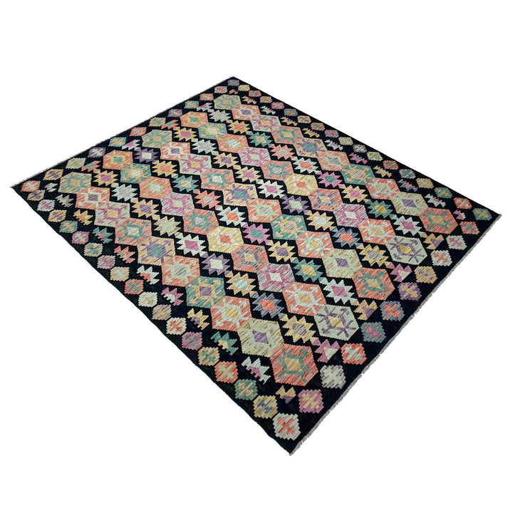 Afghan Vegetable Kilim Rug 6' 8" x 9' 7" Flat-Weave | No. AL376099
