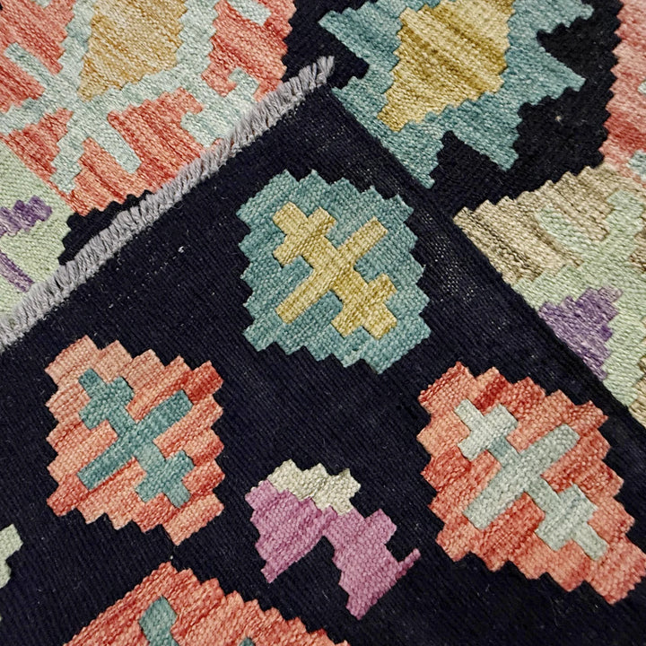 Afghan Vegetable Kilim Rug 6' 8" x 9' 7" Flat-Weave | No. AL376099