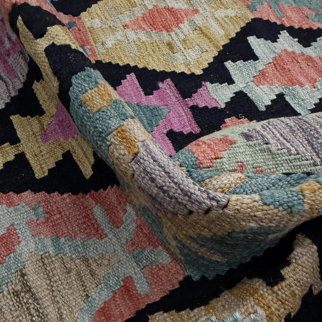 Afghan Vegetable Kilim Rug 6' 8" x 9' 7" Flat-Weave | No. AL376099