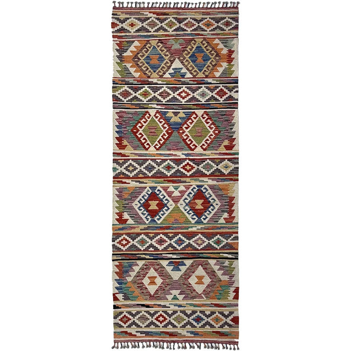 Afghan Vegetable Kilim Rug 2' 9" x 8' 1" Flat-Weave | No. AL37617