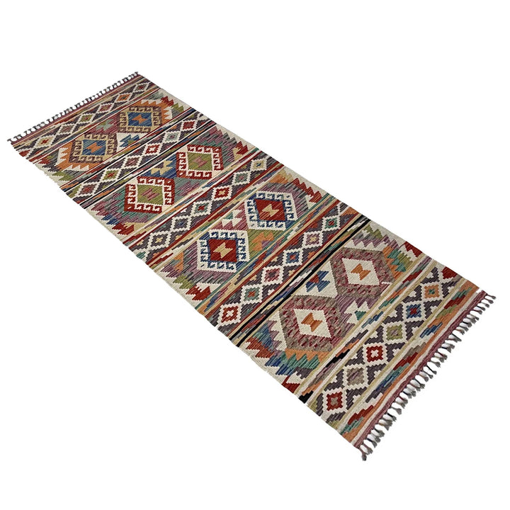 Afghan Vegetable Kilim Rug 2' 9" x 8' 1" Flat-Weave | No. AL37617