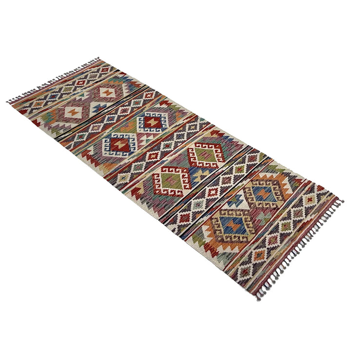 Afghan Vegetable Kilim Rug 2' 9" x 8' 1" Flat-Weave | No. AL37617