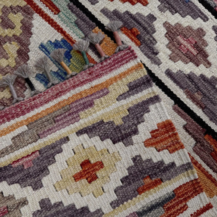 Afghan Vegetable Kilim Rug 2' 9" x 8' 1" Flat-Weave | No. AL37617