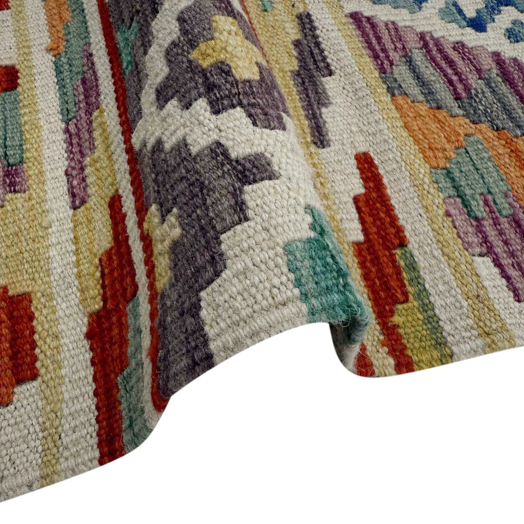 Afghan Vegetable Kilim Rug 2' 9" x 8' 1" Flat-Weave | No. AL37617