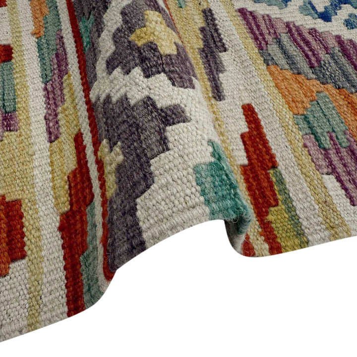 Afghan Vegetable Kilim Rug 2' 9" x 8' 1" Flat-Weave | No. AL37617