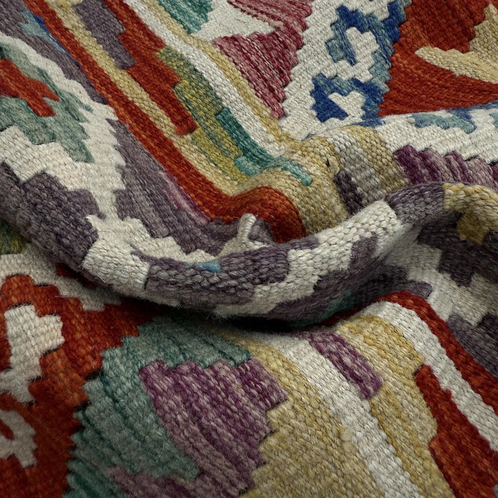 Afghan Vegetable Kilim Rug 2' 9" x 8' 1" Flat-Weave | No. AL37617