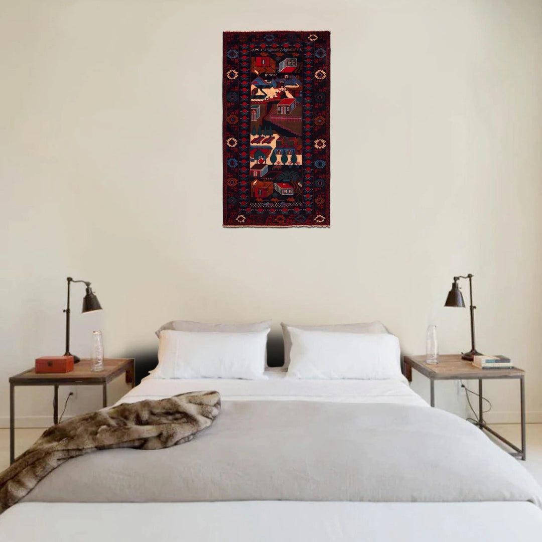 Afghan Pictorial Rug 3' 8" x 6' 9" Hand-Knotted | No. AL37621
