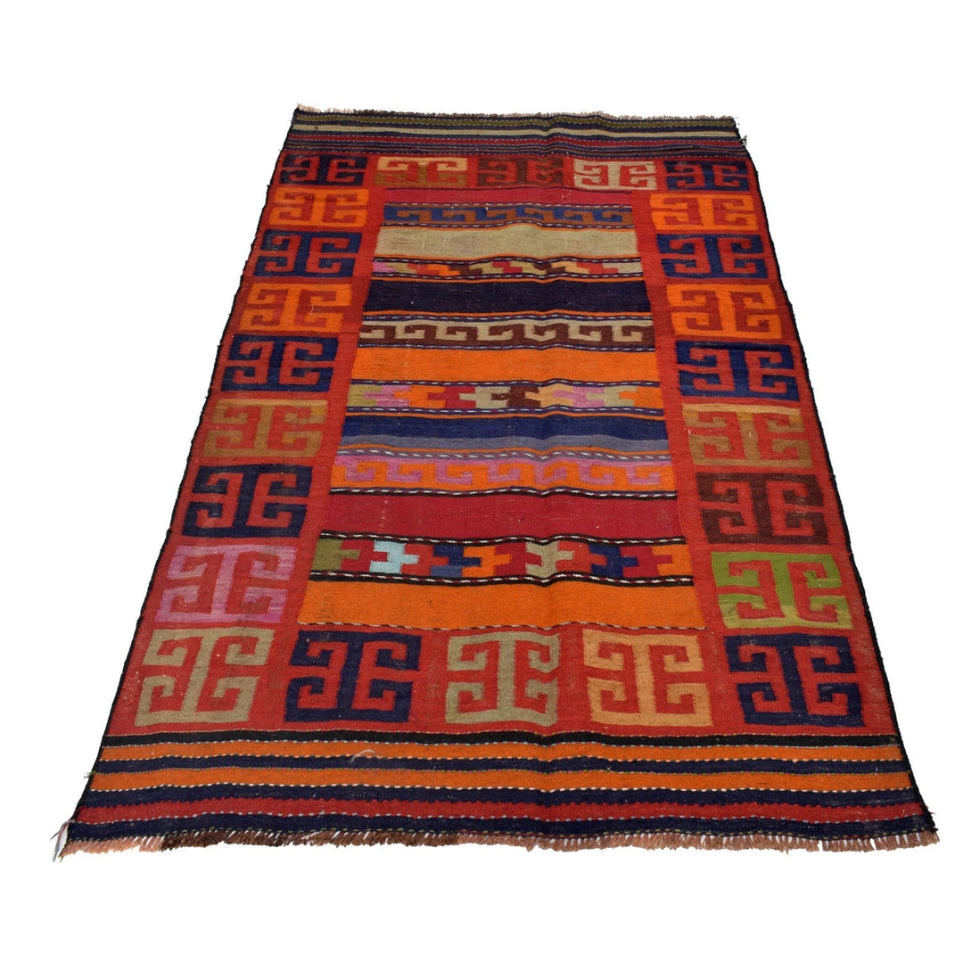Afghan Maimana Kilim Rug 3' 11" x 7' 1" Flat-Weave | No. AL37625