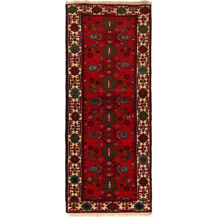 Red Afghan Bokhara Rug 2' 4" x 5' 8" Hand-Knotted | No. AL37629