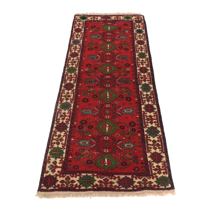 Red Afghan Bokhara Rug 2' 4" x 5' 8" Hand-Knotted | No. AL37629