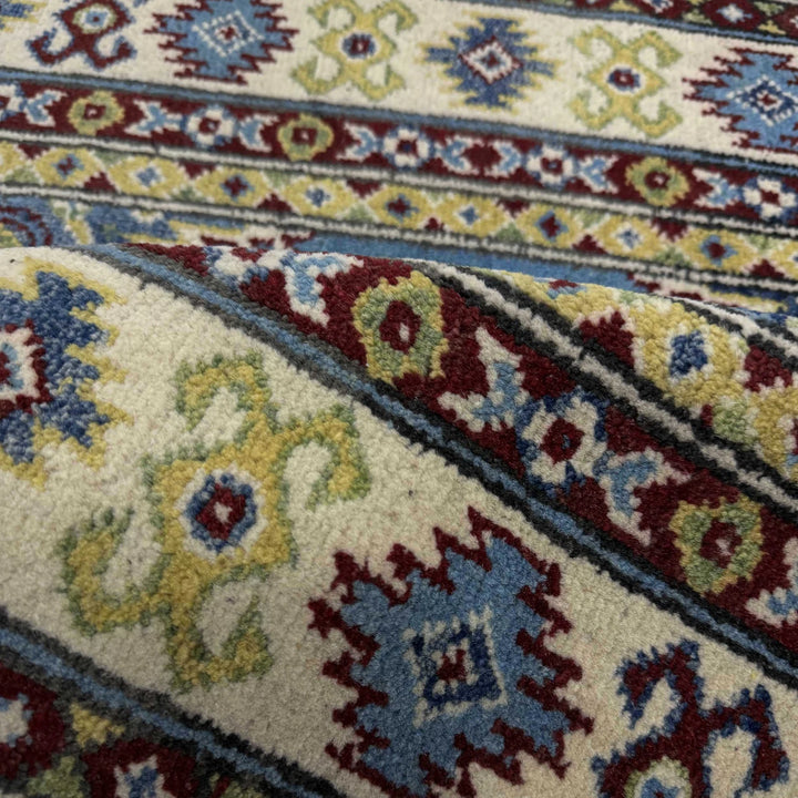 Blue Afghan Kazak Rug 3' 3" x 4' 10" Hand-Knotted | No. AL37646