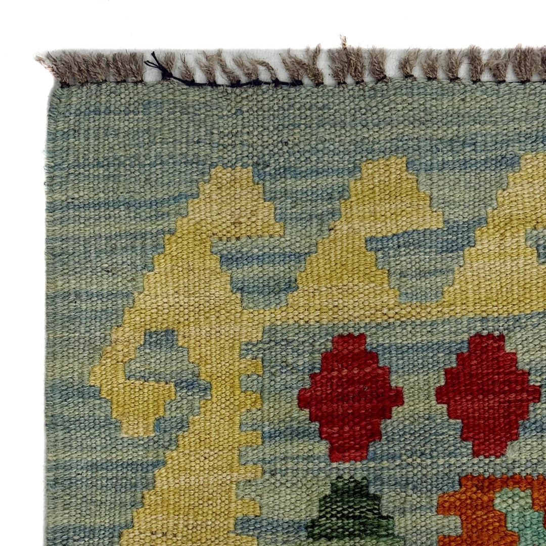 Afghan Vegetable Kilim Rug 2'7" x 4'5" Flat-Weave | No. AL377082