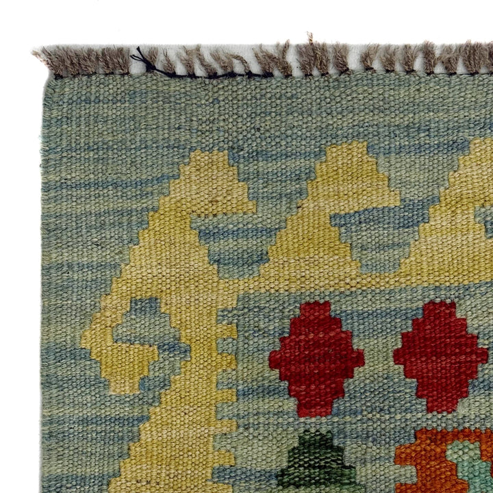 Afghan Vegetable Kilim Rug 2'7" x 4'5" Flat-Weave | No. AL377082