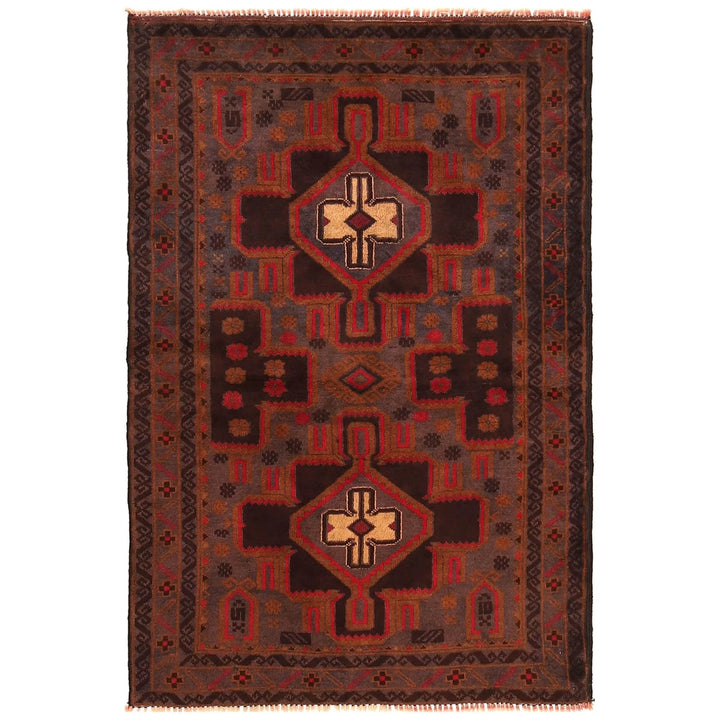 Afghan Baluchi Rug 3' 0" x 4' 6" Hand-Knotted | No. AL37712