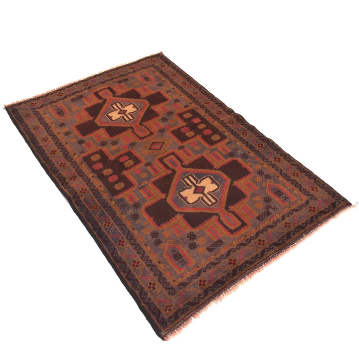 Afghan Baluchi Rug 3' 0" x 4' 6" Hand-Knotted | No. AL37712