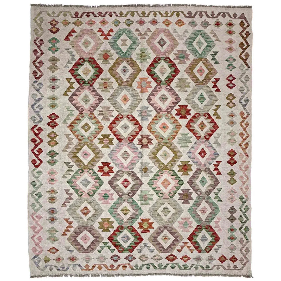 Afghan Vegetable Kilim Rug 5' 10" x 7' 7" Flat-Weave | No. AL377279