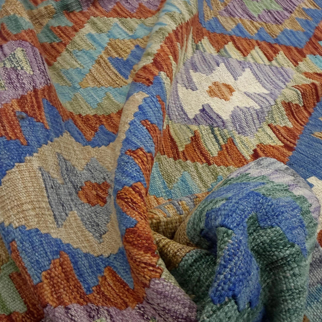 Afghan Vegetable Kilim Rug 5'8" x 8'2" Flat-Weave | No. AL378101