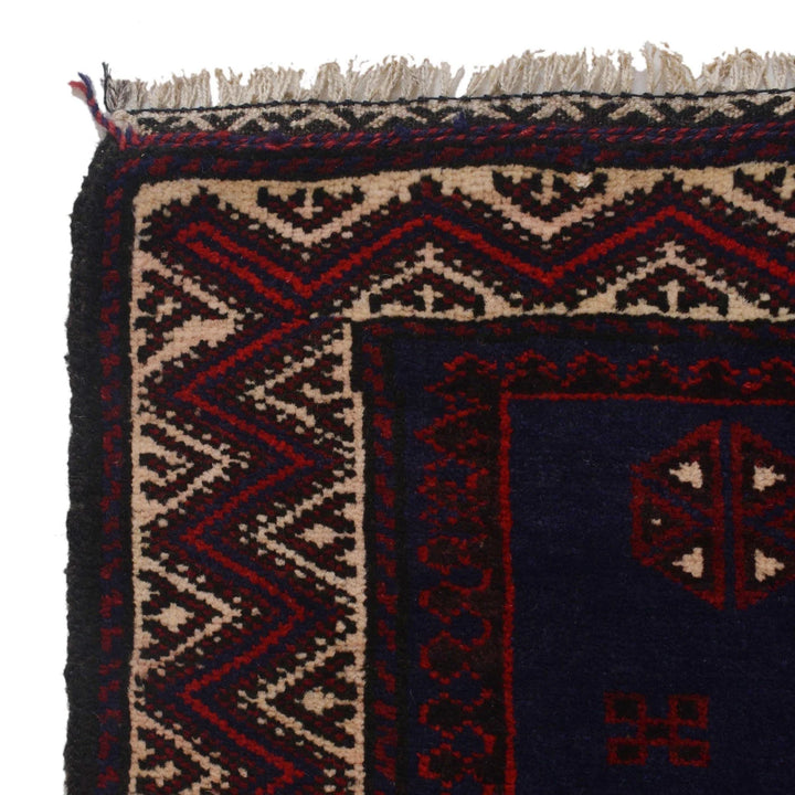 Red Afghan Baluchi Rug 2' 11" x 4' 9" Hand-Knotted | No. AL37833