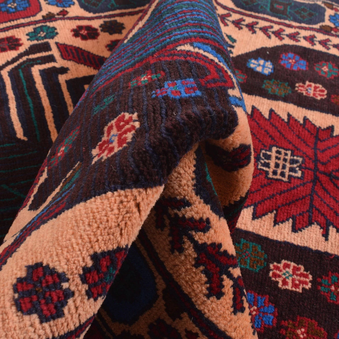 Afghan Baluchi Rug 3' 1" x 4' 11" Hand-Knotted | No. AL37854