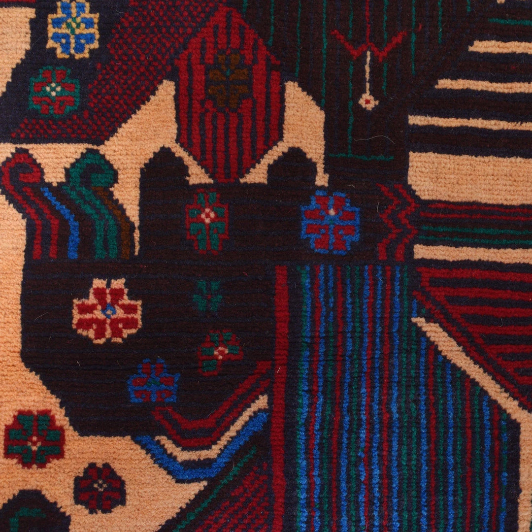 Afghan Baluchi Rug 3' 1" x 4' 11" Hand-Knotted | No. AL37854
