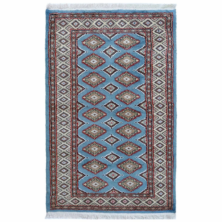 Blue Pakistani Jaldar Rug 3' 1" x 5' 3" Hand-Knotted | No. AL37918