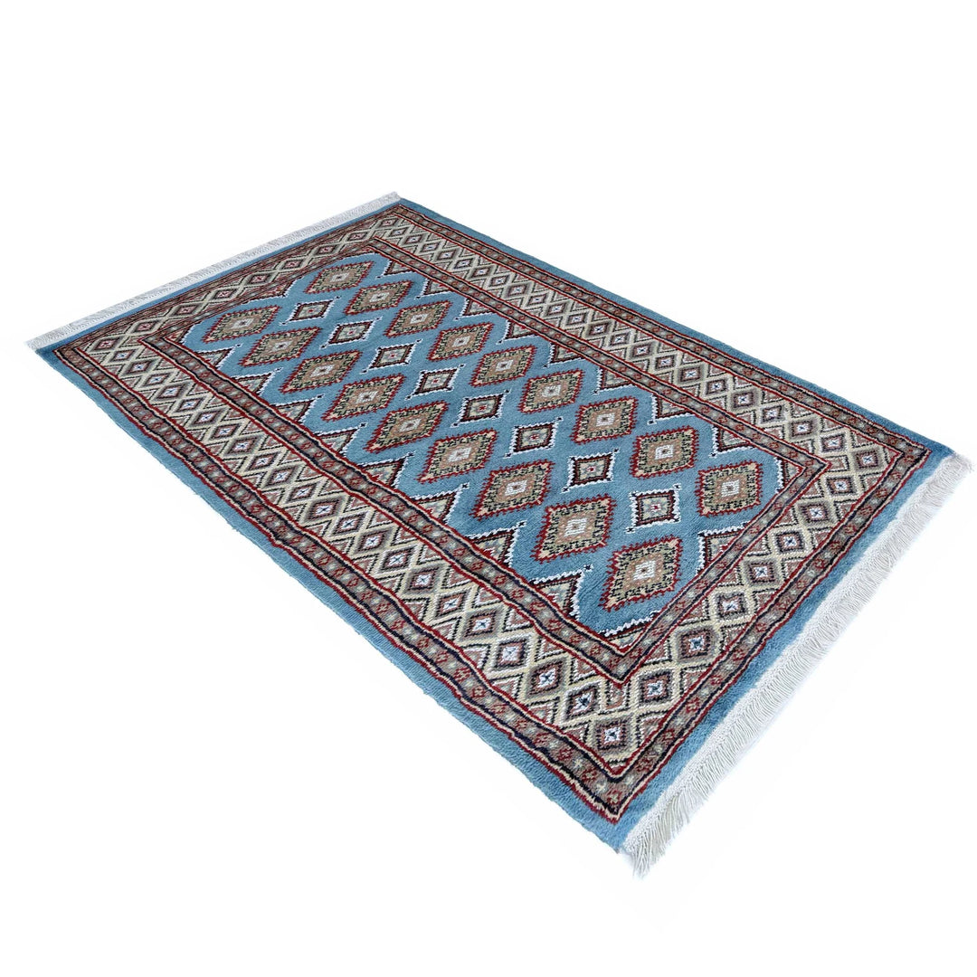 Blue Pakistani Jaldar Rug 3' 1" x 5' 3" Hand-Knotted | No. AL37918