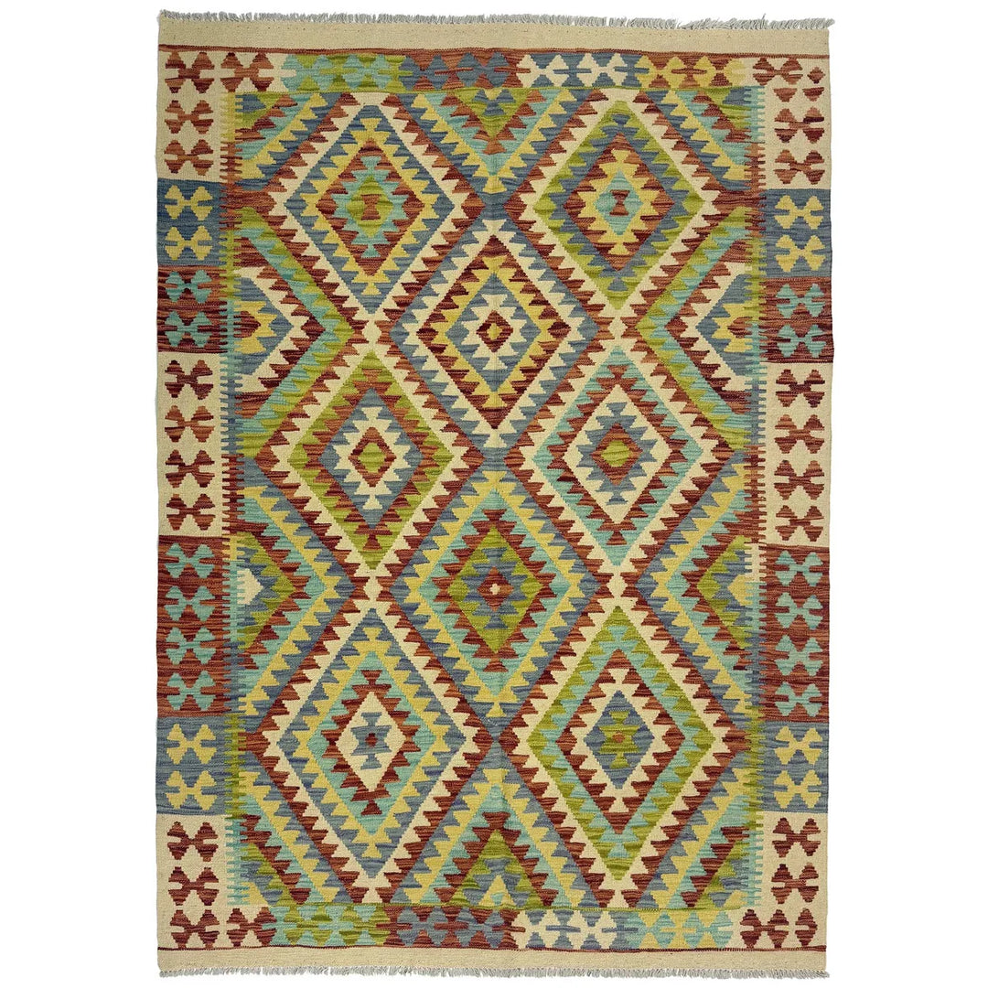 Afghan Kilim Rug 4' 10" x 6' 7" Flat-Weave | No. AL37925