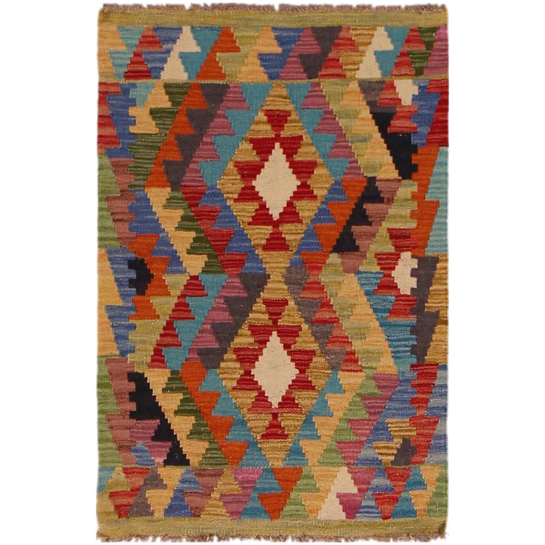 Afghan Kilim Rug 2' 2" x 3' 3" Flat-Weave | No. AL37947