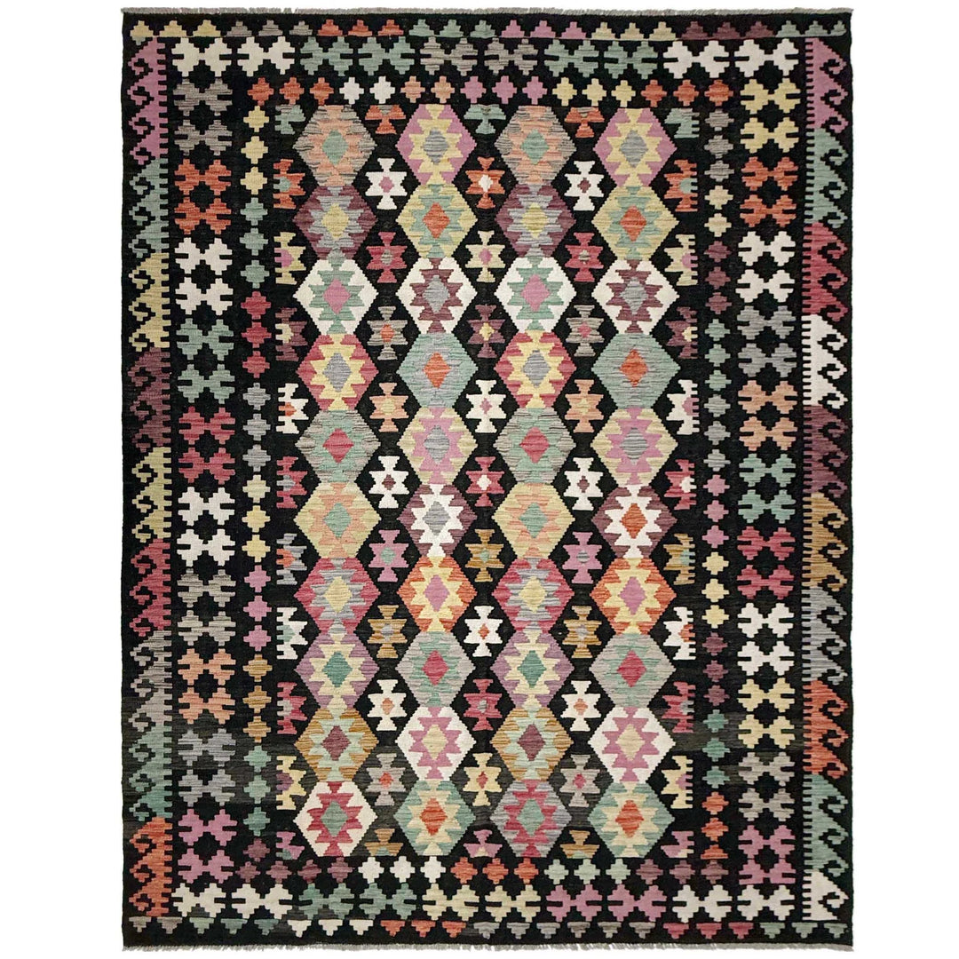 Afghan Vegetable Kilim Rug 6' 5" x 9' 8" Flat-Weave | No. AL379716