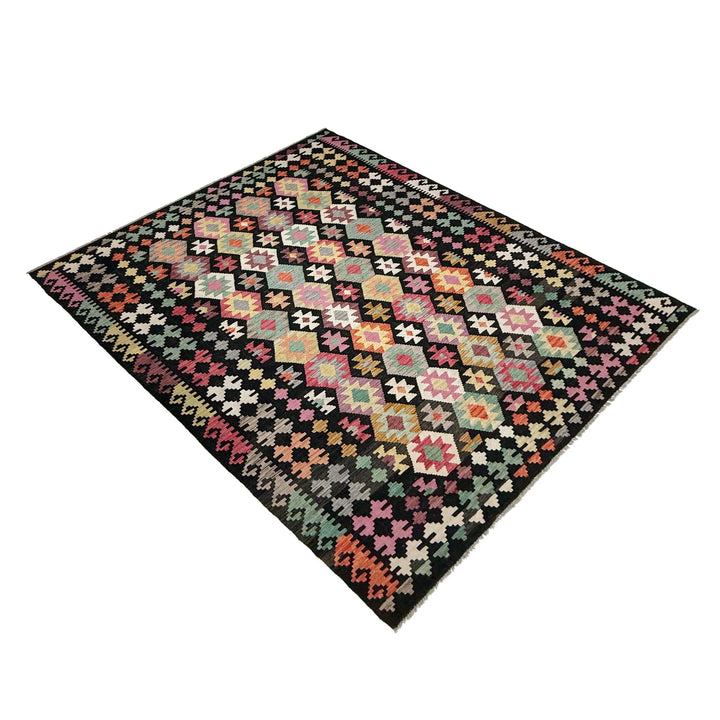 Afghan Vegetable Kilim Rug 6' 5" x 9' 8" Flat-Weave | No. AL379716