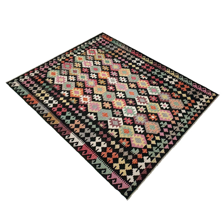 Afghan Vegetable Kilim Rug 6' 5" x 9' 8" Flat-Weave | No. AL379716