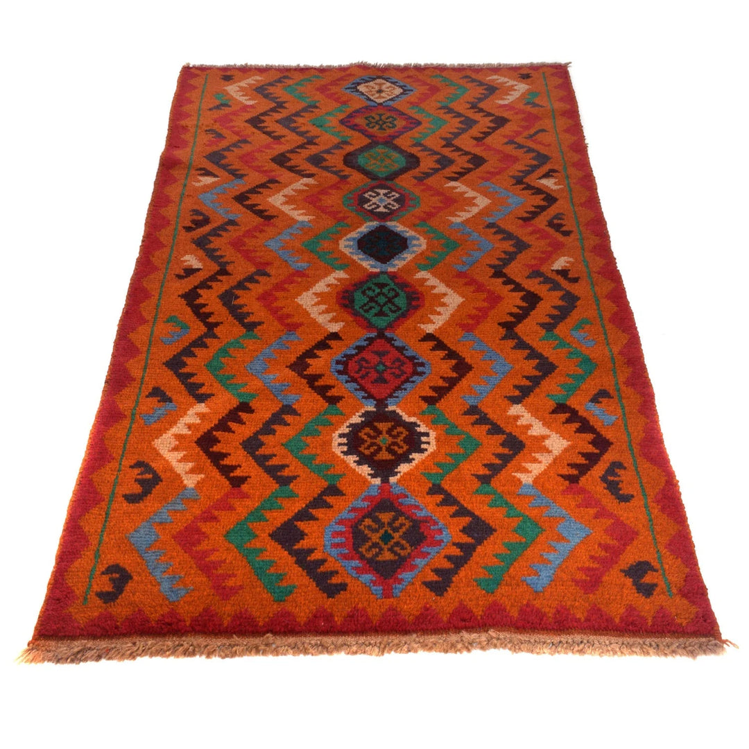 Orange Afghan Baluchi Rug 3' 6" x 6' 2" Hand-Knotted | No. AL38036