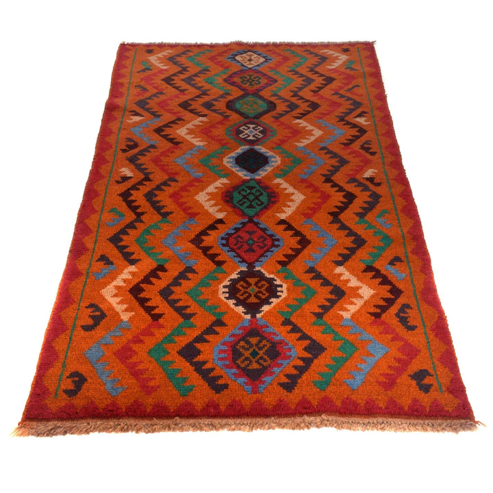 Orange Afghan Baluchi Rug 3' 6" x 6' 2" Hand-Knotted | No. AL38036
