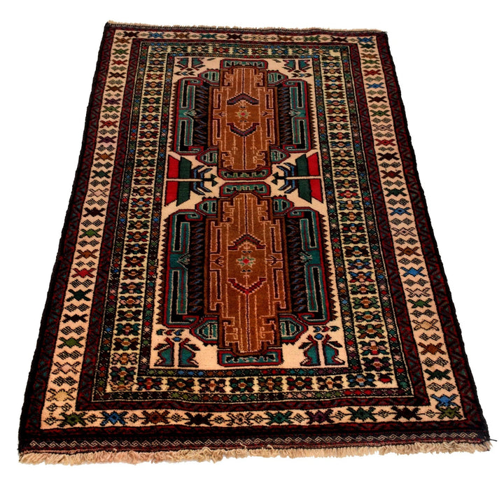 Afghan Baluchi Rug 2' 10" x 4' 7" Hand-Knotted | No. AL38037