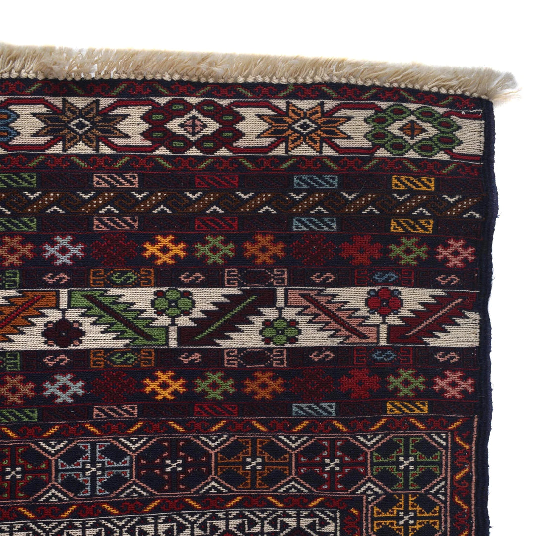 Beige Maliki Kilim Rug 3' 4" x 5' 1" Hand-Knotted | No. AL38065